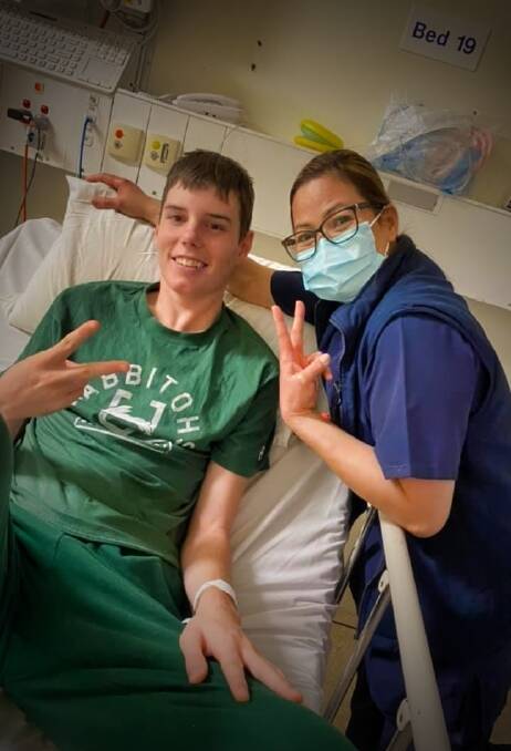 TOUGH TEEN: Luke McDonald receives treatment at Prince of Wales Hospital in Sydney. Photo: Facebook