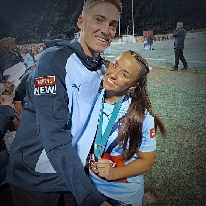 'SO GOOD': Jada Taylor is congratulated by her boyfriend, Cody Byrne, after starring for NSW's under-19 side last month. Photo: Facebook