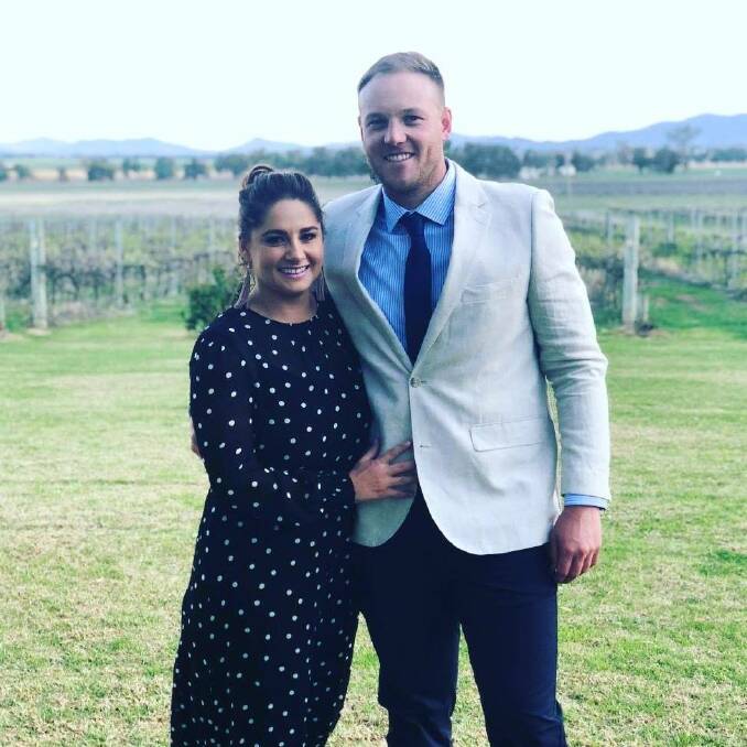 OH, DEAR: Brett Jarrett and his fiancee, high school sweetheart Alex Stewart, postponed their April wedding because of COVID. Photo: Facebook