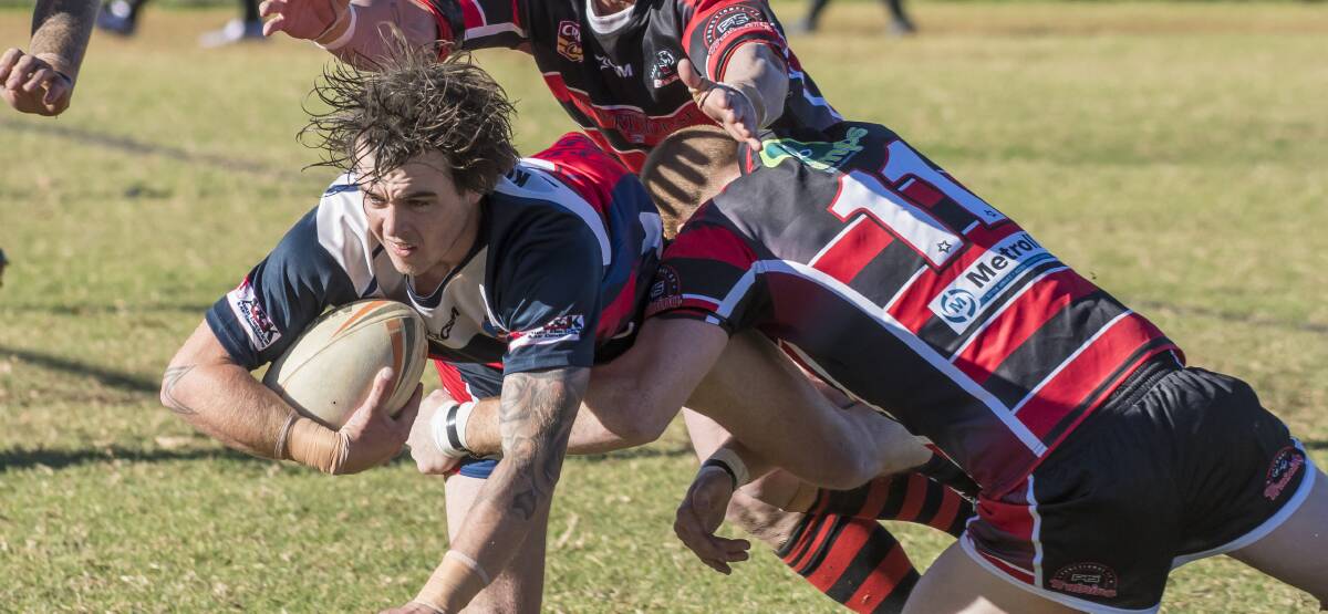 RED-HOT ROOSTER: Jordan Sharpe has crossed for two tries in Kooty's trial win over Gulgong at home on Saturday. Photo: Gareth Gardner 