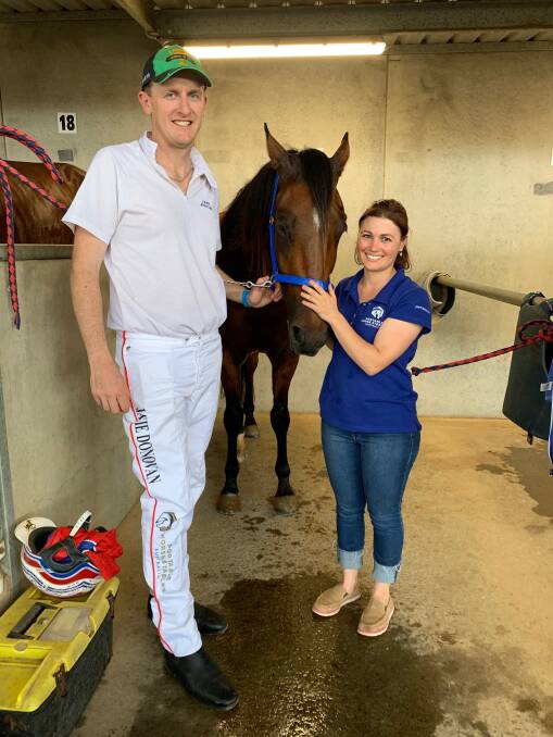 WINNING GRINS: Jamie Donovan and Rachel Walsh with Riipin Good Feelin after his win at Tamworth. Photo: Supplied