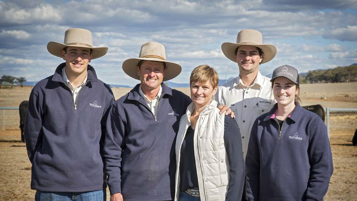 FARM LIFE: Paterson, left, his father Chris, mum Natalie, elder brother Luke and elder sister Cara from a few years ago. Photo: Supplied