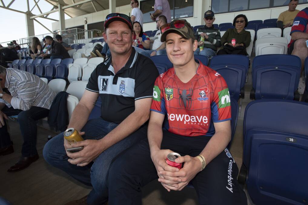 THE INSPIRATION: Patrick and Sebastian Lawler at the Warriors-Knights match at Scully Park last Saturday. Photo: Peter Hardin