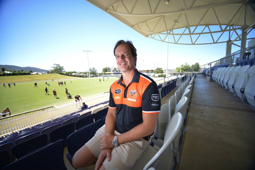SECOND HOME: Wests Tigers chief executive Justin Pascoe at Scully Park this week. Photo: Ben Jaffrey