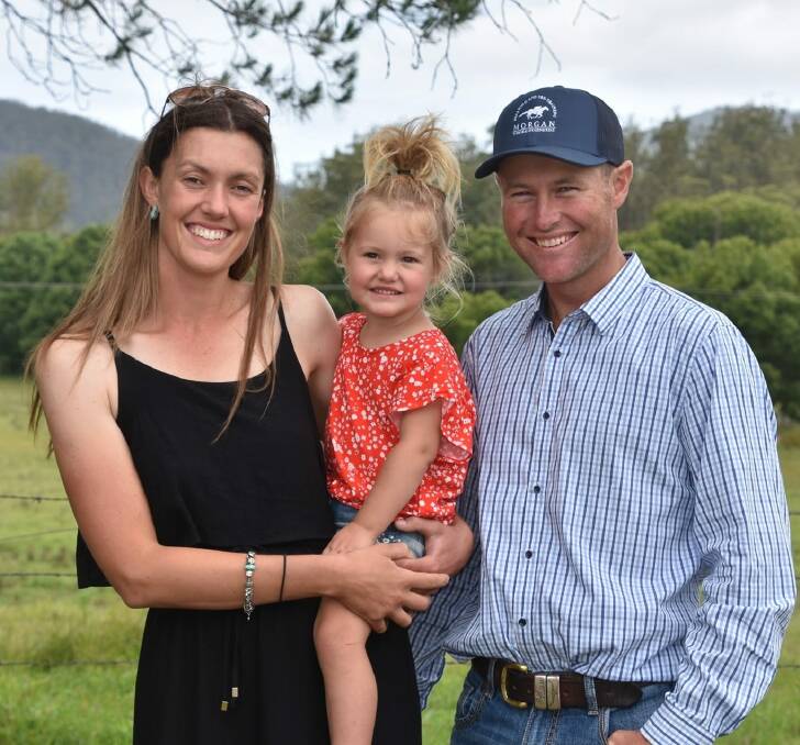 THE CLAN: Tamworth trainer Luke Morgan and his wife, Jodi, and their daughter, Lexi. Photo: Facebook