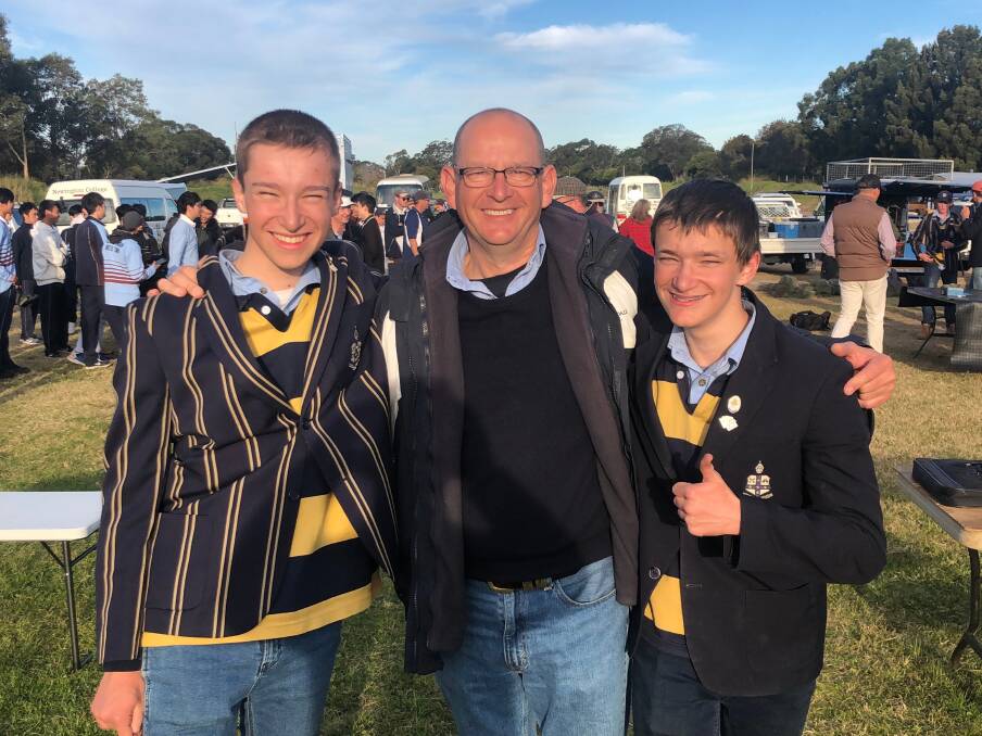 Family affair: Lachlan Hey, pictured with his father Alasdair and brother and TAS teammate Rowan, has been selected into the Combined AAGPS team.