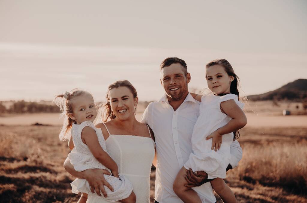 TIMELESS: Mitch Doring with his fiancee, Breanna Todd, and their children, Thea Rose, 4, Mila Jane, 2. Photo: Emile Spain/Amazing Photography