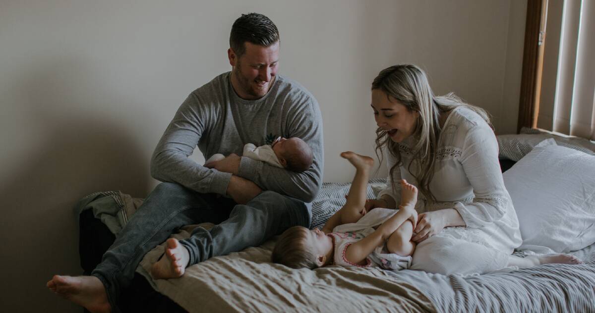 THE FAMILY: Luke and Sarah Bonnell with their children, Delilah, 2, and Freya, 10 months. Photo: Supplied