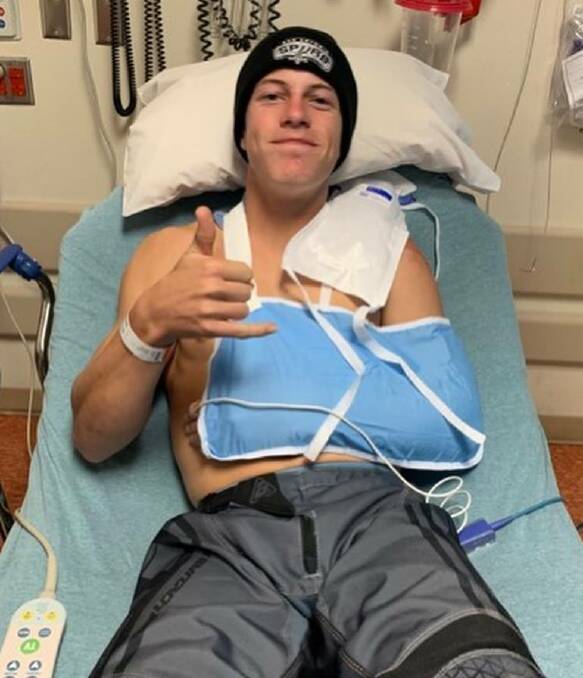 OUCH: Champion BMX rider Jack Davis receives treatment for a broken collarbone at an Albuquerque hospital. Photo: Facebook