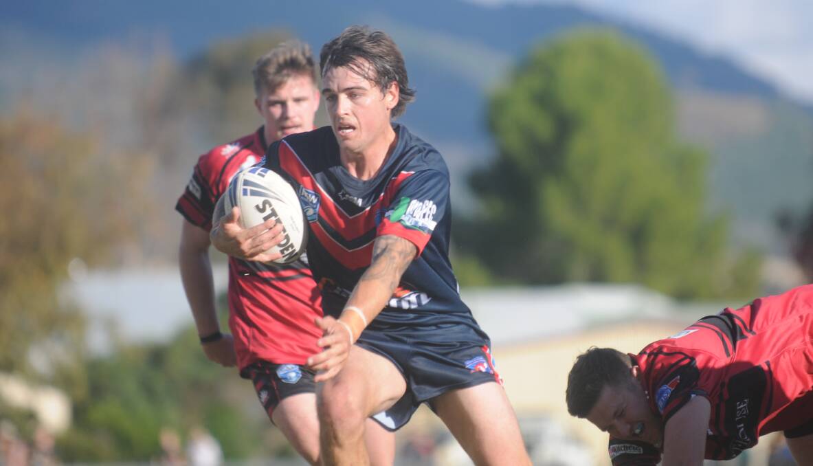LETHAL: Roosters No 1 and skipper Jordan Sharpe goes for a gallop against the Bears.