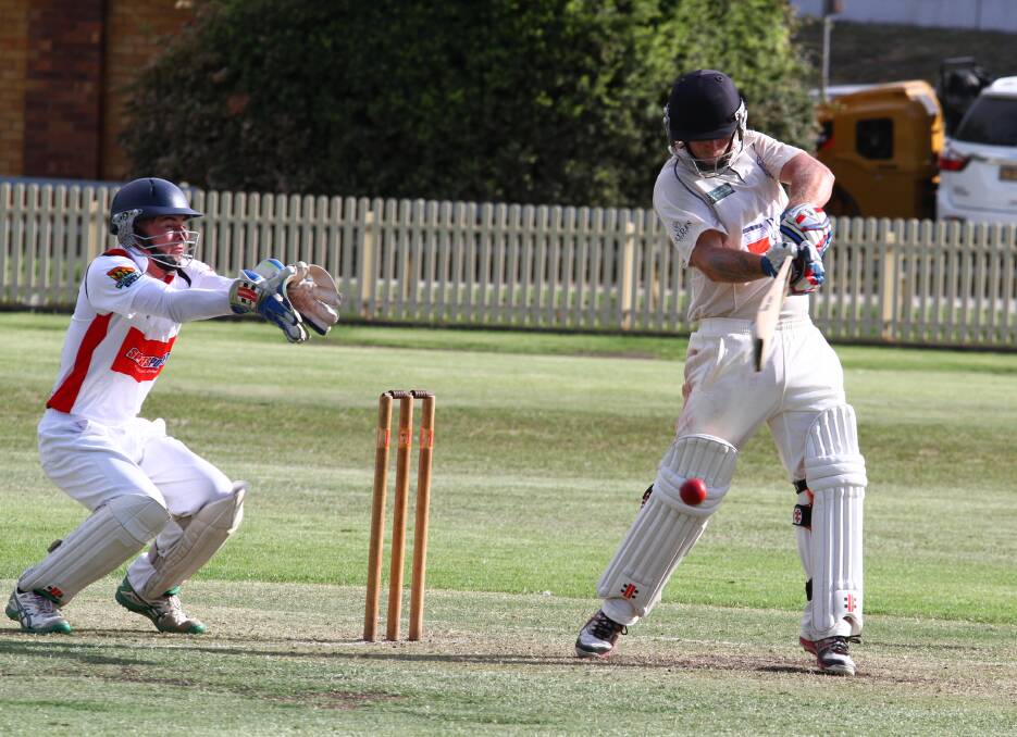 STYLISH: South Tamworth No.3 Blake Fitzgerald en route to scoring 106 not out. Photo: Mark Bode