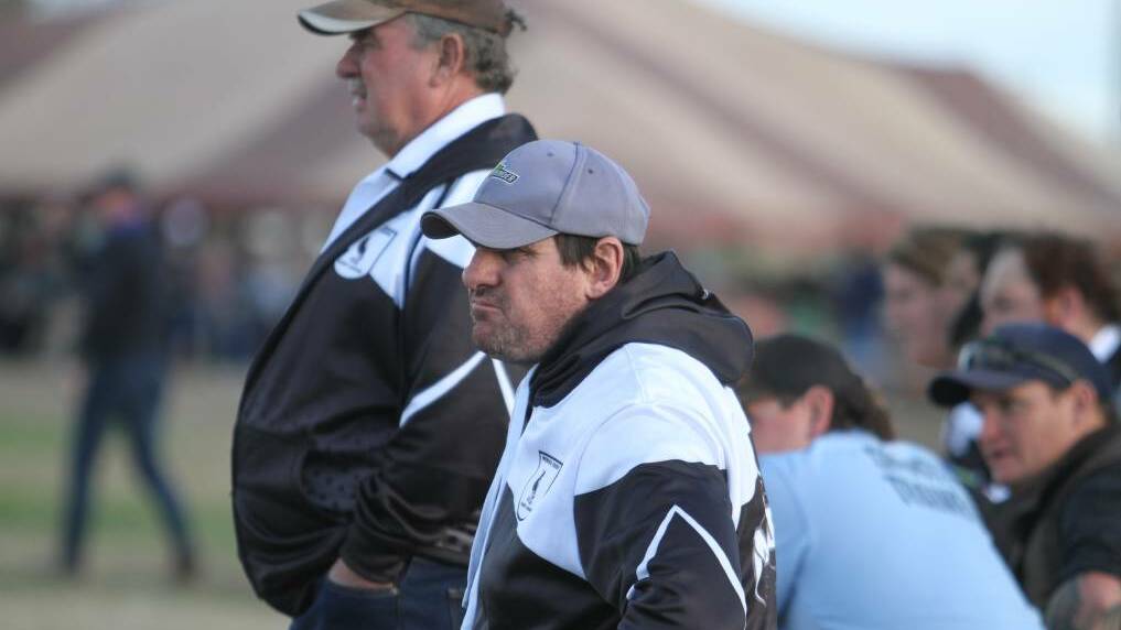 MENTORS: Dellar and Werris Creek co-coach Matt Parsons sideline as the Magpies are en route to their biggest win of 2018, against Gunnedah at the Creek on Saturday.