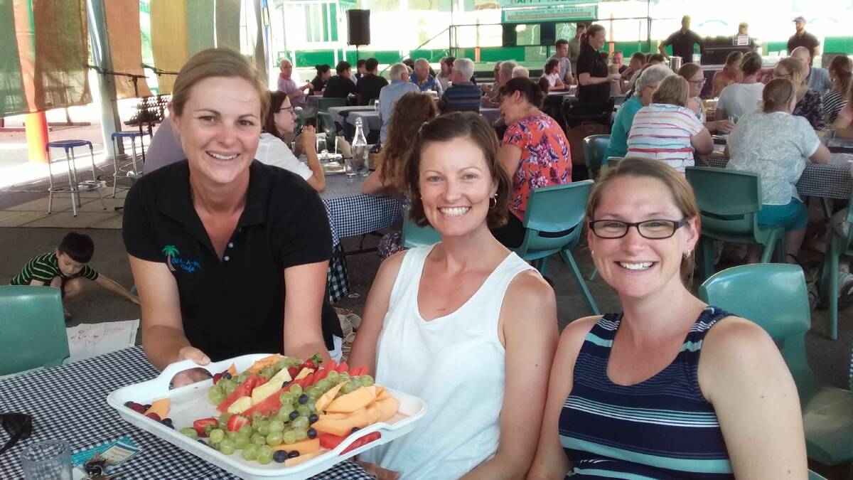 Local mums: Mel Whetton and Millie King enjoy the offering from Peggy Maxwell at the Getaway Cafe.