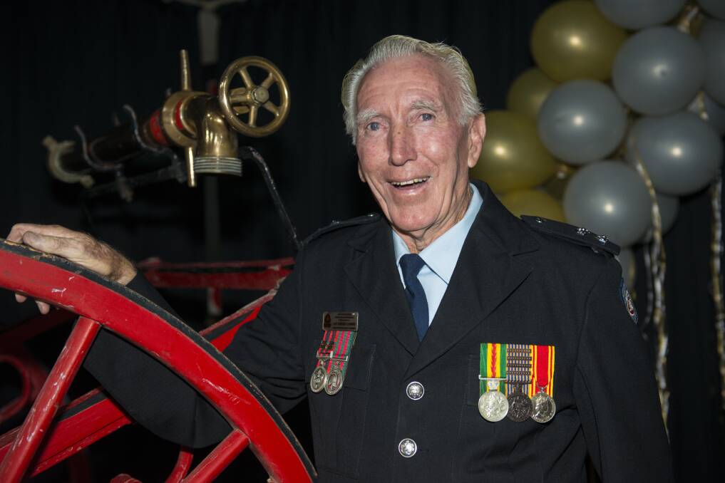UNPRECEDENTED: Tamworth firefighter Gerry Cannon QFSM AFSM was formally farewelled at his retirement on Saturday night after 60 years in the job. Photo: Peter Hardin