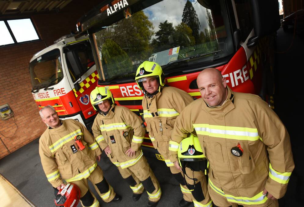 WANTED: Tamworth Fire Station's Matt Goldman, Mark Stewart, Karl Jones and Rob Gander are hoping locals will join them.  Photo: Gareth Gardner 220716GGE04