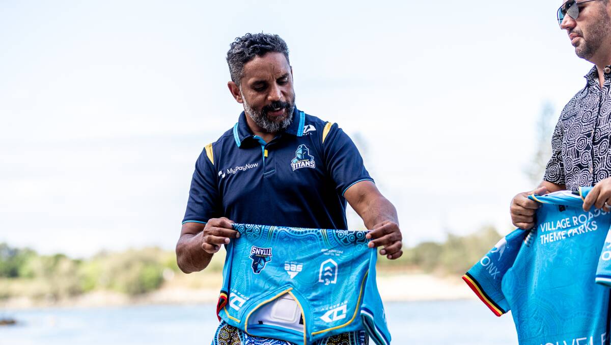 Preston Campbell helps with the design of jerseys for Indigenous Round in the NRL. Picture supplied.