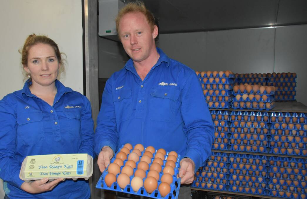 Jo and Tom Moore have established New England Free Range Eggs on the cattle property of Jo's parents Nev and Sue Grogan.