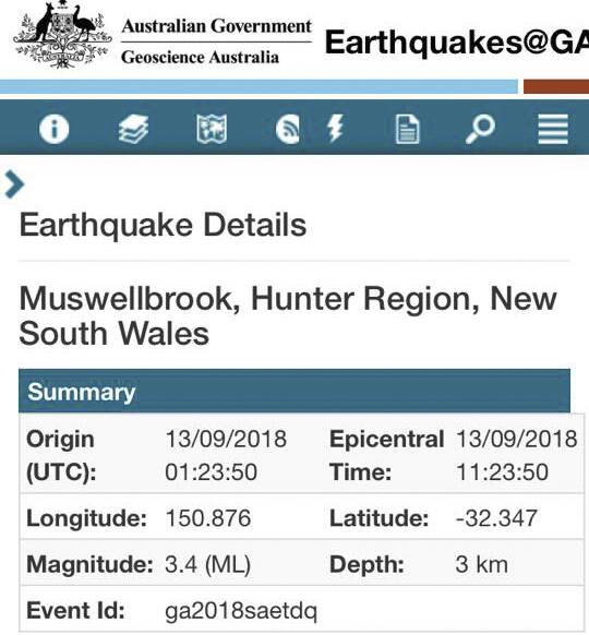 Five earthquakes in three days in the Upper Hunter