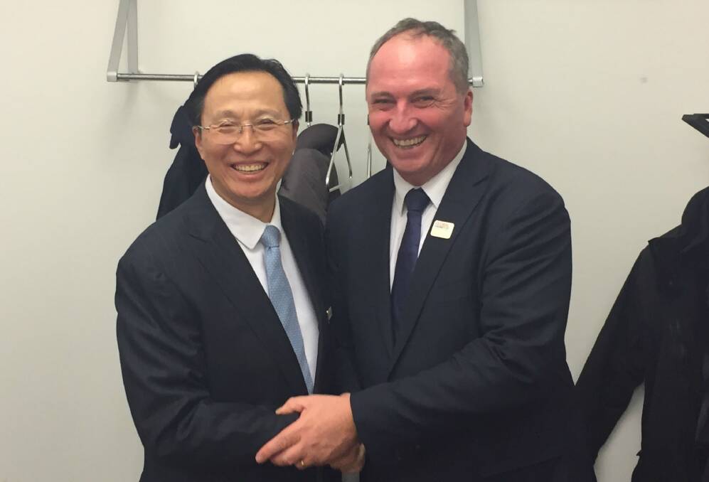 OPTIONS: China's Minister of Agriculture Han Changfu with his Australian counterpart and  Deputy Prime Minster Barnaby Joyce in Germany at the G20 Agriculture Ministerial Meeting last week. Photo contributed
