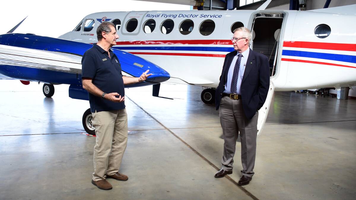 Remote support: Federal Regional Health Minister Mark Coulton with RFDS chief medical officer Dr Randall Greenberg at the Dubbo base on Monday. Photo: Belinda Soole.