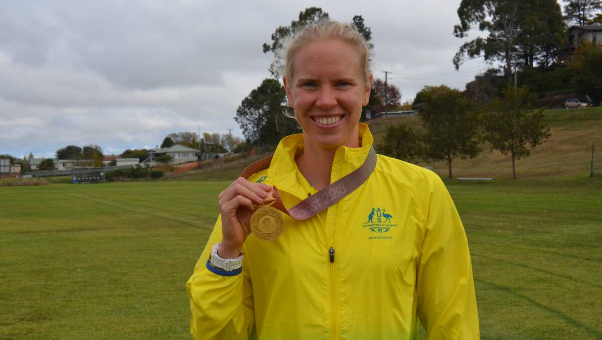 GOLDEN GIRL: Gillian Backhouse returned to her hometown of Armidale as a Commonwealth Games gold medalist. 