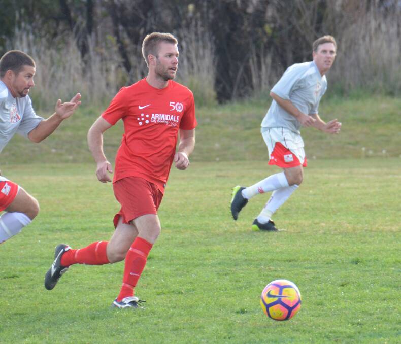 LOCAL DERBY: Norths United's co-coach Scott Freeman said Jason Boundy had a good game in the midfield in the Redmen's win over Demon Knights.