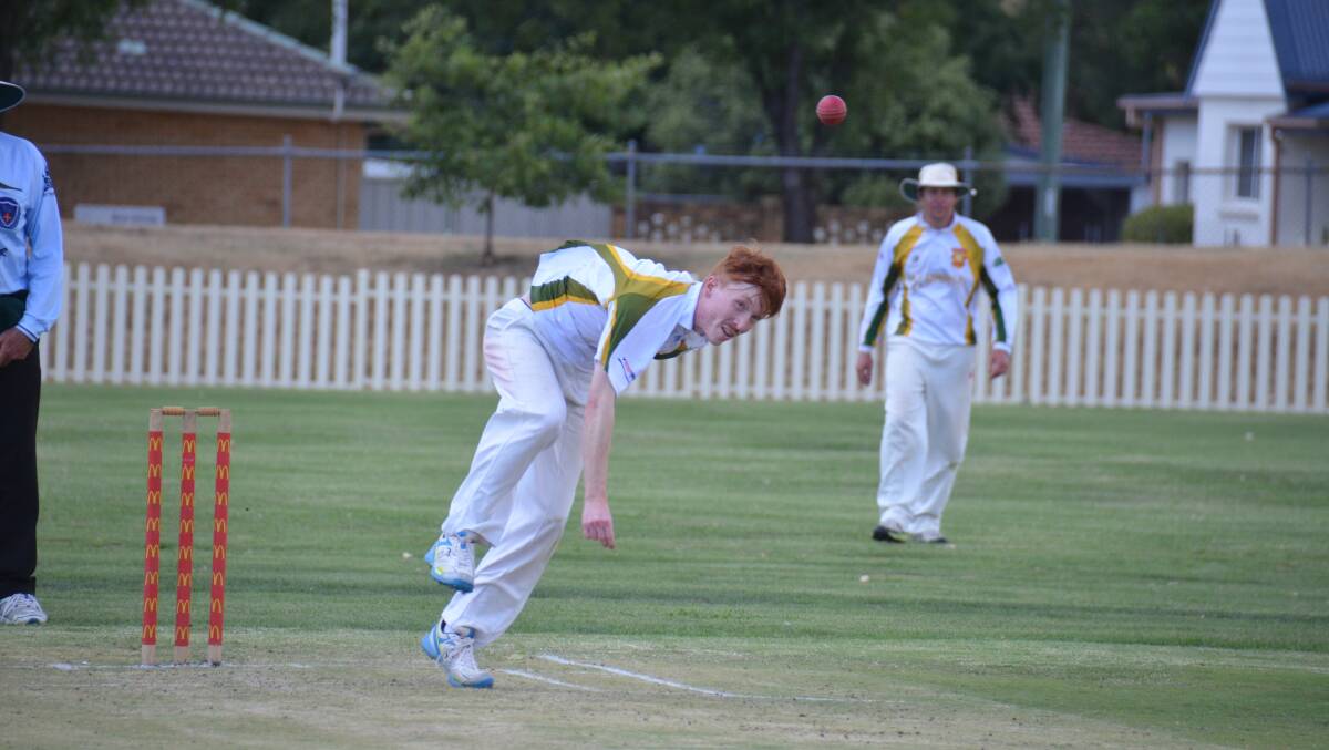 Hillgrove's Liam Neeson bowling in his team's thumping by Easts on Saturday. 
