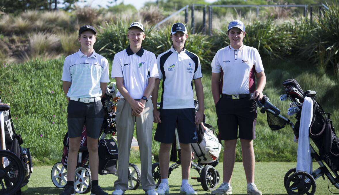 WINNER: Andrew Brennan (pictured far right) won the Northern Inland Academy of Sport's Titlest Scholarship for his talent in golf. This was announced at the NIAS awards presentation on Saturday night. 