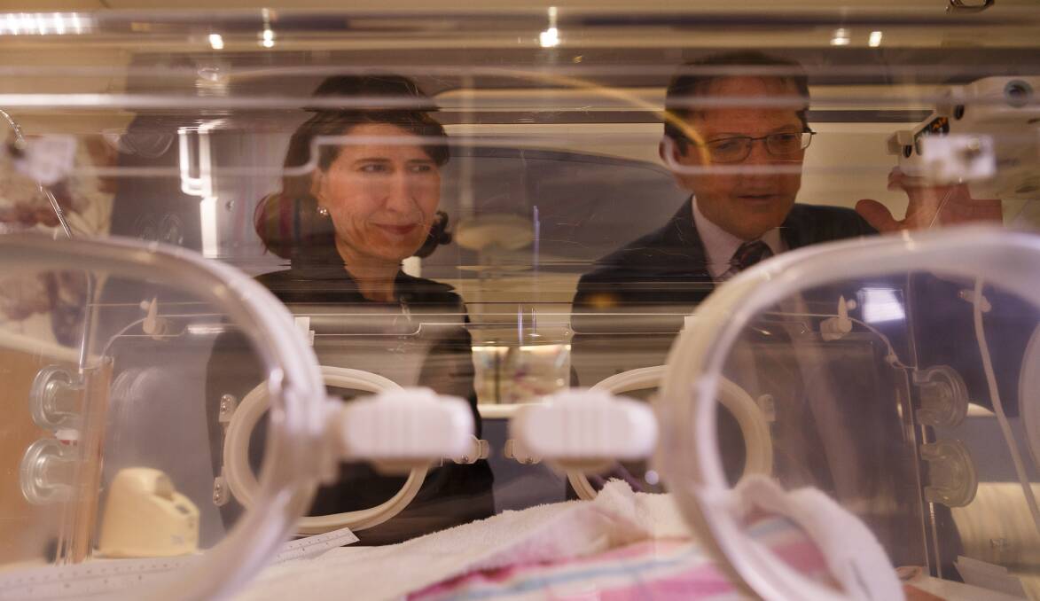 Gladys Berejiklian and parliamentary secretary for the Hunter Scot MacDonald tour the new neonatal beds at John Hunter Hospital on Friday. Picture: Max Mason-Hubers