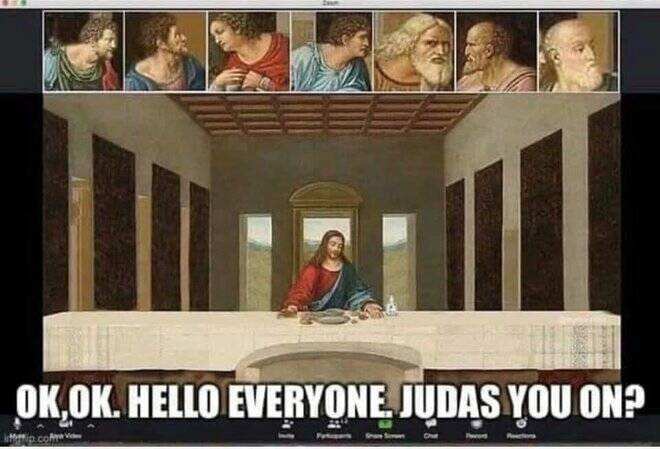 NEW RELIGION: A Facebook meme sending up the video conferencing phenomenon.