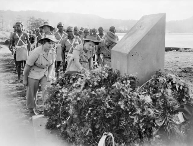 One of two commemoration services held in what is now Papua New Guinea, to commemorate the 1946 anniversary of the Montevideo Maru's sinking. Picture: COURTESY OF THE AUSTRALIAN WAR MEMORIAL