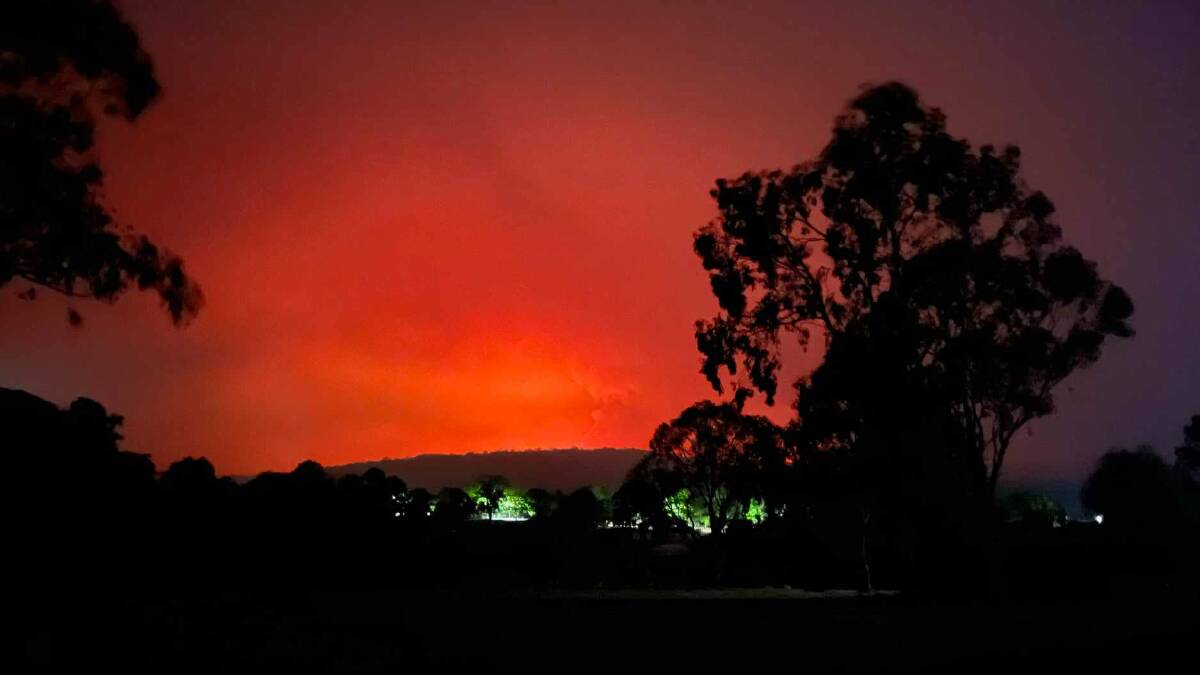 Ominous fireglows were visible in most directions from Tenterfield overnight. 
