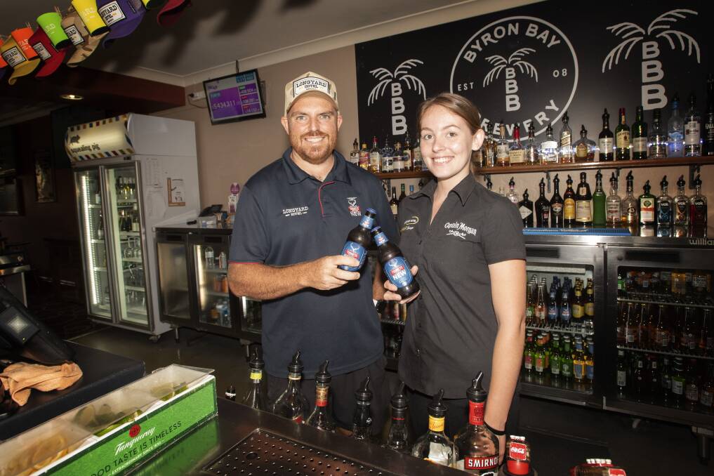 CHEERS: Tim McHugh and Mikaela Pennell at the Longyard Hotel, which has had a boom in bookings as big events return to the region in a COVID-safe way. Photo: Peter Hardin