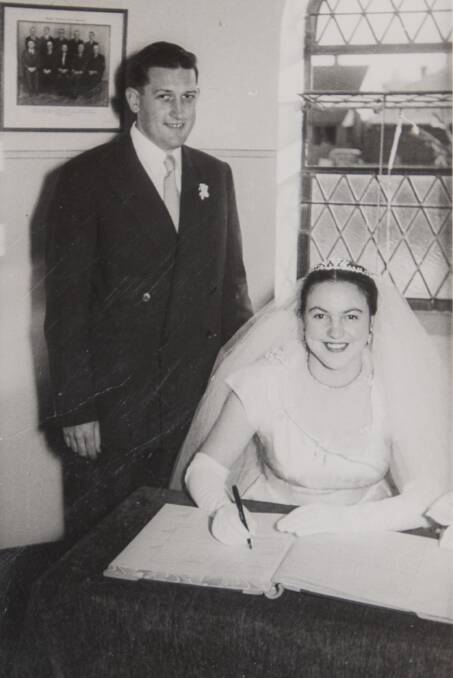 WEDDING BELLS: Barry and Marlene Ford on their wedding day in 1955. Photo: Supplied