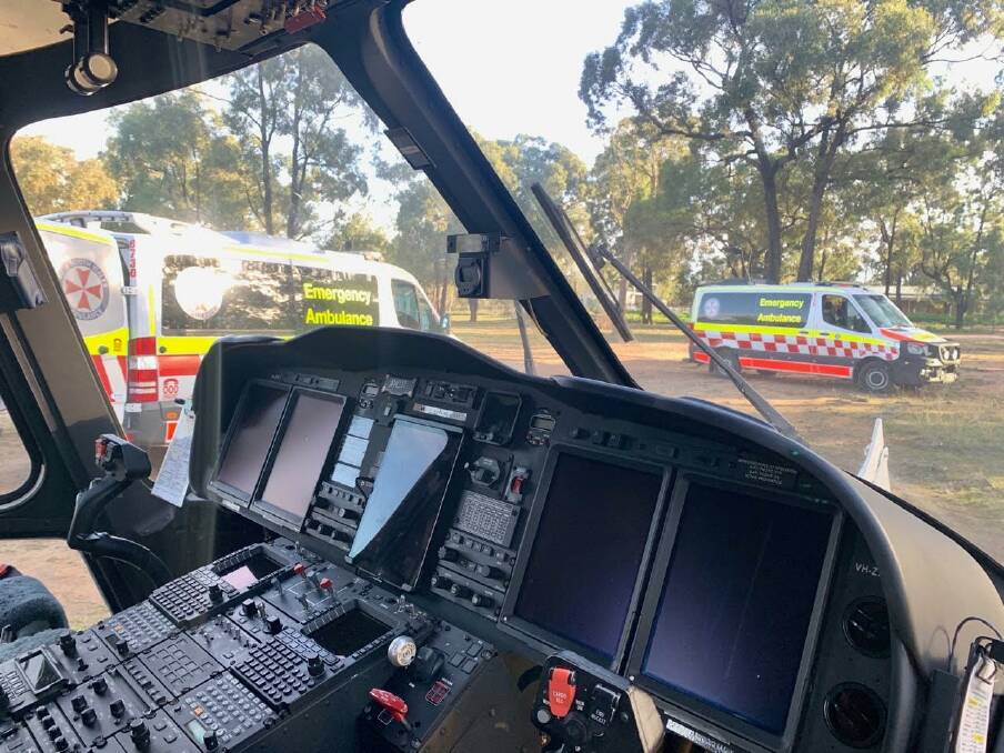 Mission: The Westpac Rescue Helicopter transported a woman in a critical condition from Rocky Glen to Tamworth hospital on Wednesday. Photo: Westpac Rescue Helicopter Service
