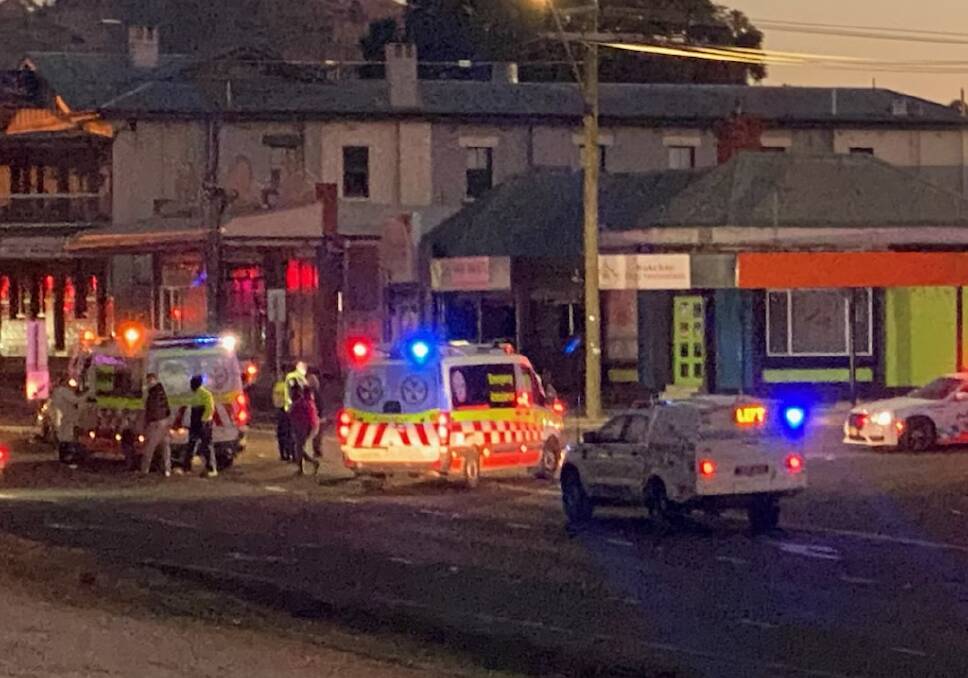 EMERGENCY: Traffic was diverted around the CBD intersection early this morning after a car crashed into cyclists. Photo: Supplied