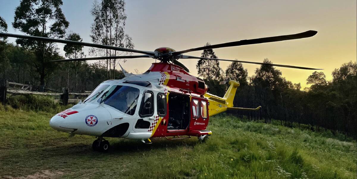 Emergency mission: The Westpac Rescue Helicopter Service rescued a bushwalker from where she had collapsed in a remote section of national park. Photo: WRHS