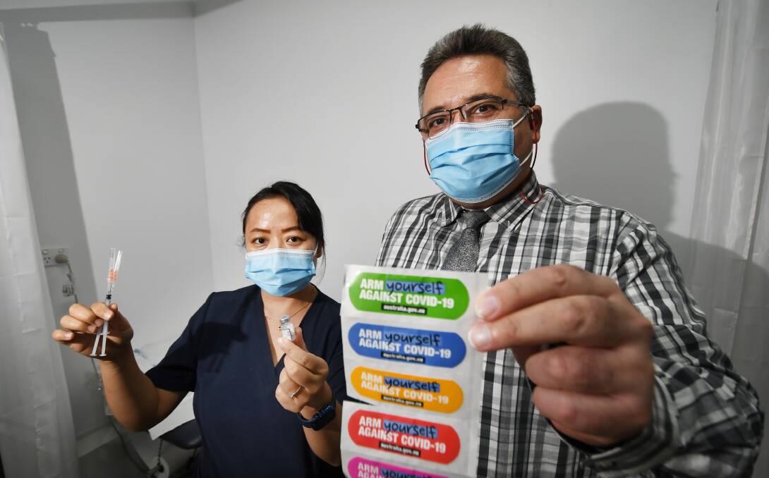READY TO ROLL: Nurse Porsha Hang and Dr Arman Mirjordvay have been overwhelmed by the response they have seen to vaccination bookings for kids at Better Health South Tamworth. Photo: Gareth Gardner