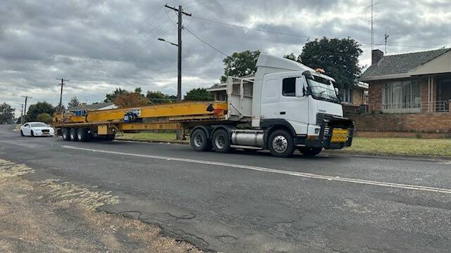 The oversized semi-trailer was stopped in Tamworth. Pictures by NSW Police