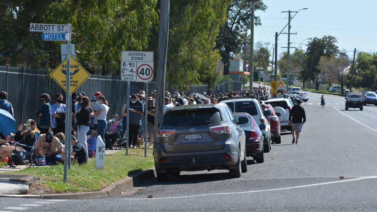LINED UP: The queue for Quirindi's vaccination hub on Sunday was promising for the community's leaders. Photo: Supplied