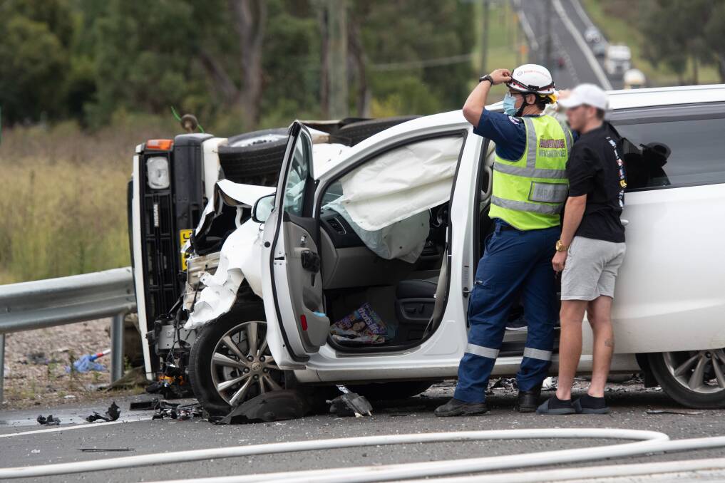 DAMAGE DONE: The last serious crash at the intersection was on Monday, when four people were hospitalised. Photo: Peter Hardin