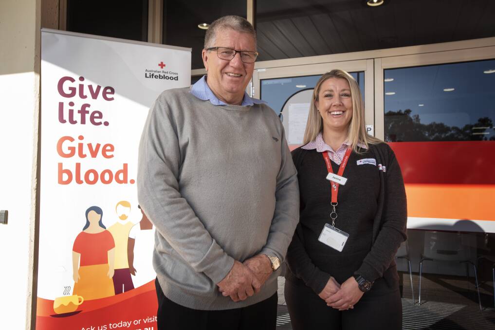 CHALLENGE ACCEPTED: Mayor of Tamworth Col Murray with Lifeblood's Janine Dietrich at the launch of the state-wide blood donation challenge on Wednesday. Photo: Peter Hardin 010720PHA006