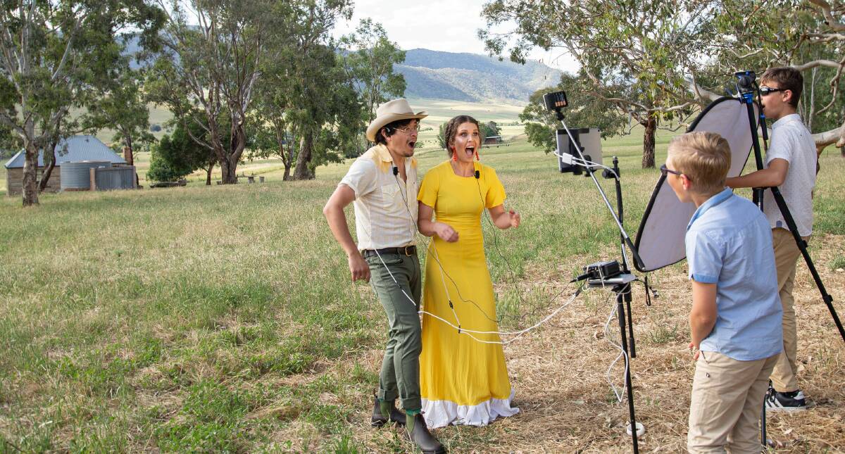 MOUNTAINS: Fanny Lumsden and husband Dan Stanley Freeman set up the ARIA livestream from the mountains near her home. Photo: Supplied