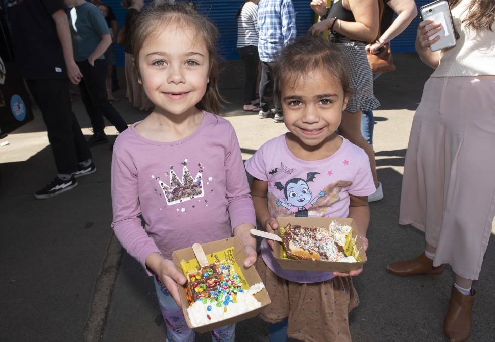 FULL BELLIES: Elanora and Mahlee Talbot visited the Wafflepopz truck last time it was in town. Photo: Peter Hardin