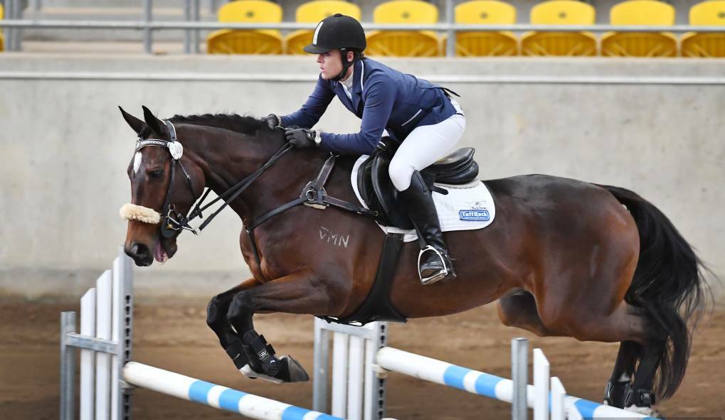 UP AND AWAY: The 2020 Peel River Produce Showjumping Championships will be held at AELEC at the weekend. Photo: Barry Smith