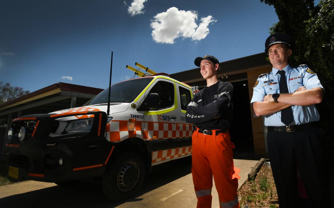 READY FOR ACTION: Tamworth volunteer Campbell Wilkie and SES Superintendent Mitch Parker with the new light storm truck. Photo: Gareth Gardner
