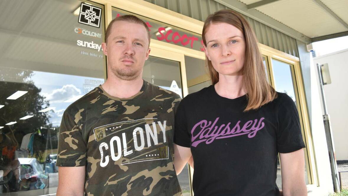 ARRESTS MADE: Owners of Tamworth Bike Scoot and Skate Chantelle and Kris Faulkner said they are counting the costs of the break in. Photo: Ben Jaffrey