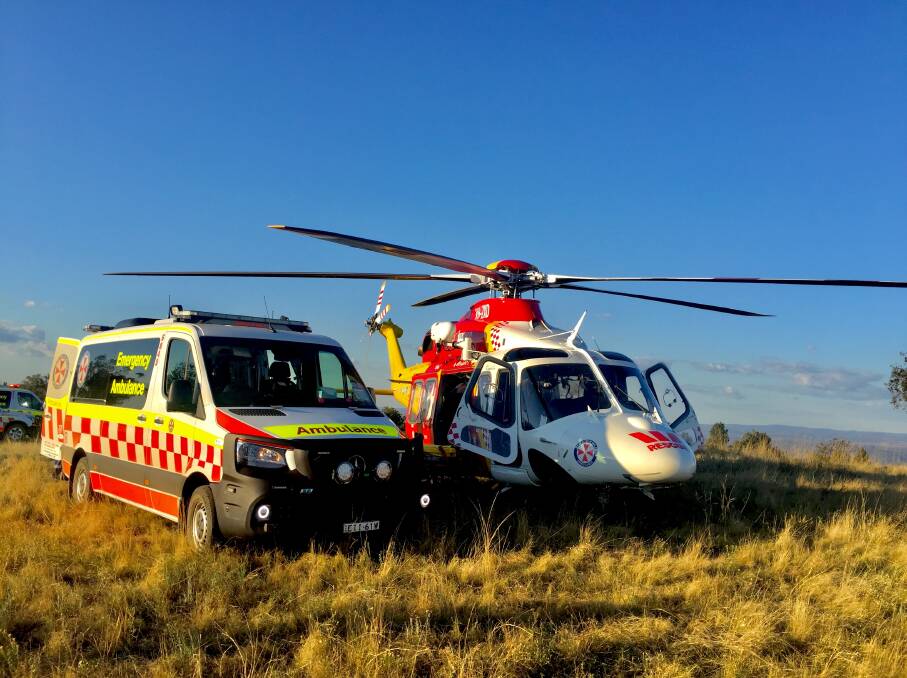 EMERGENCY: The Westpac Rescue Helicopter and ambulance paramedics rushed to the scene of the crash on Thursday afternoon. Photo: Supplied, Godfrey Wenness