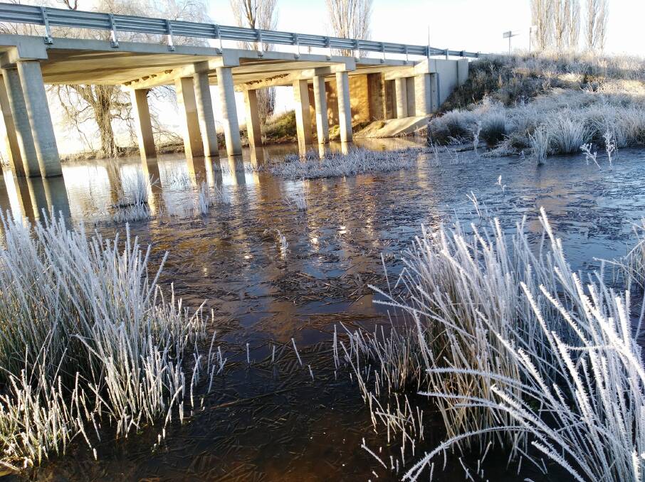 WINTRY WEEKEND: The water was frozen over at Walcha on Monday morning after a cold snap hit the region over the weekend. Photo: Jennifer Hill