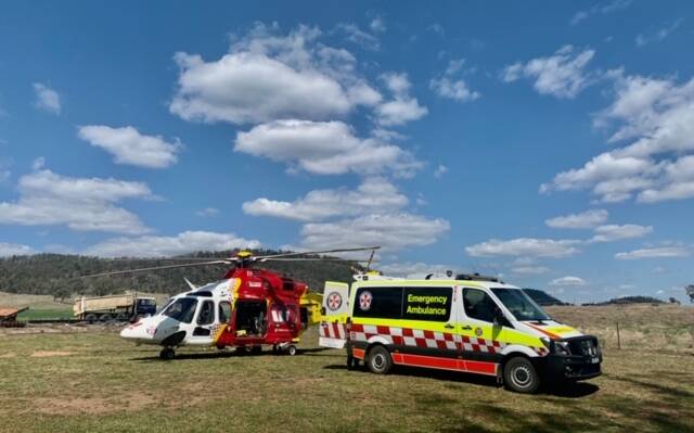 EMERGENCY: A man has been airlifted to Tamworth hospital suffering spinal injuries after he fell from a horse. Photo: Westpac Rescue Helicopter Service